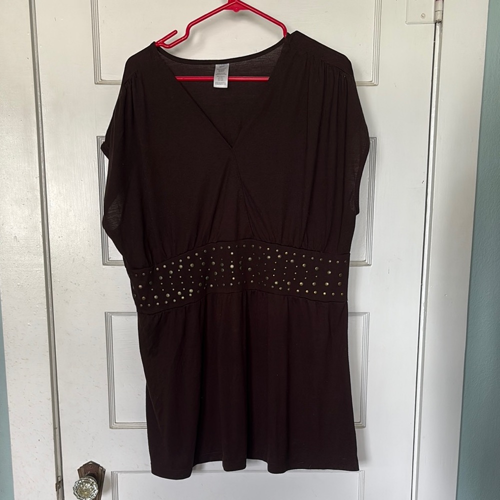 Avon Brown Cap Sleeve Wrap Blouse
